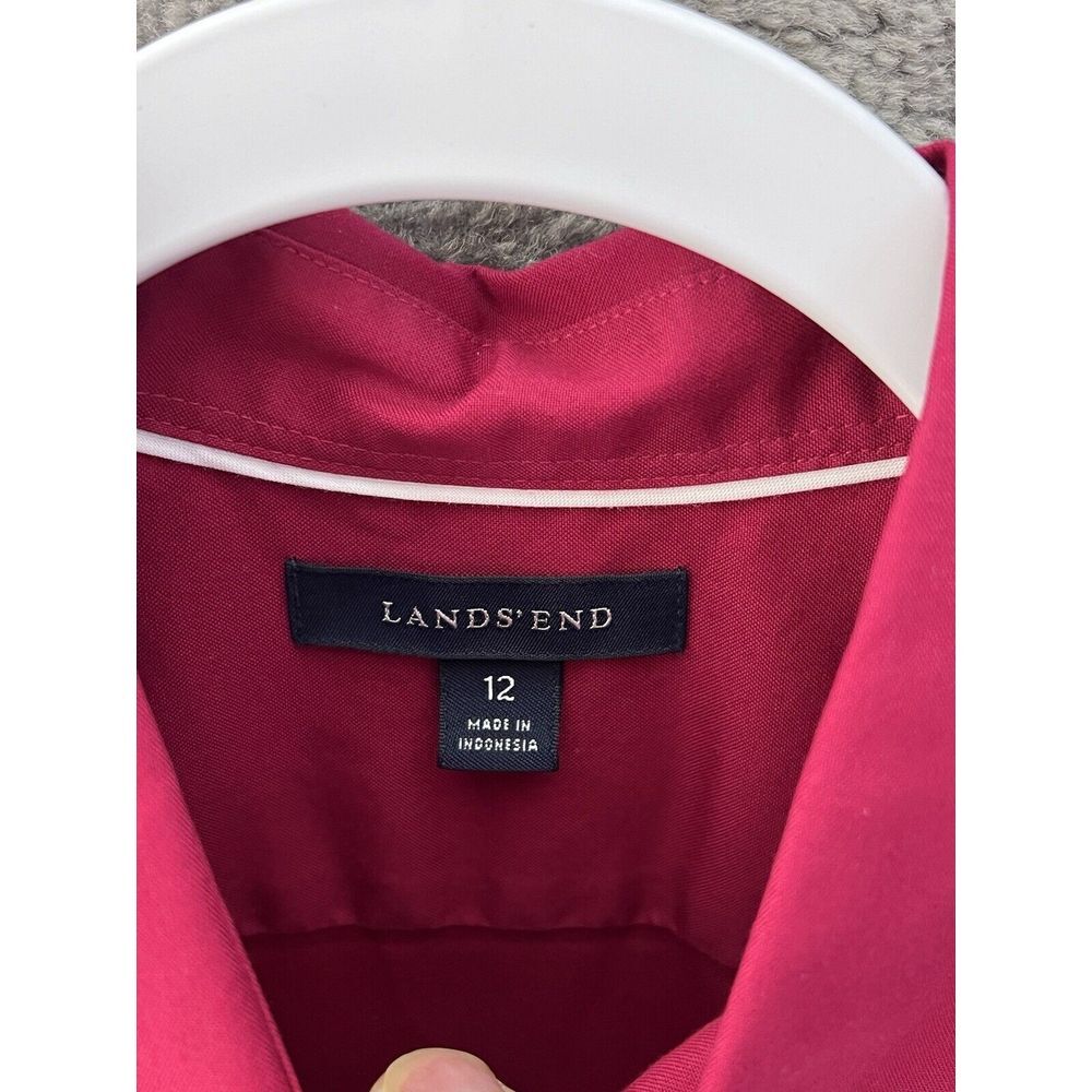 Lands End Long Sleeve Button Up Top Womens Size‎ 12 Magenta Cotton Blouse - Picture 3 of 7